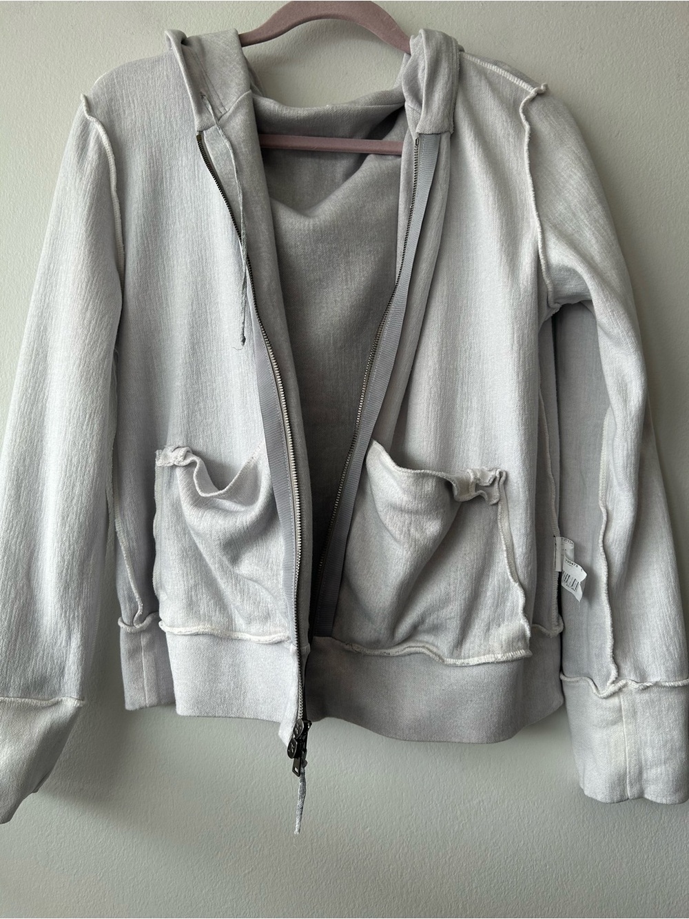 Avant Toi Light Gray Zip Cotton Hoodie - Picture 8 of 14